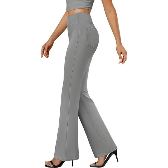 Womens Bootcut Dress Pants Business Casual Work Pants with Pockets High Waist Stretchy Trousers Pull On Office Slacks