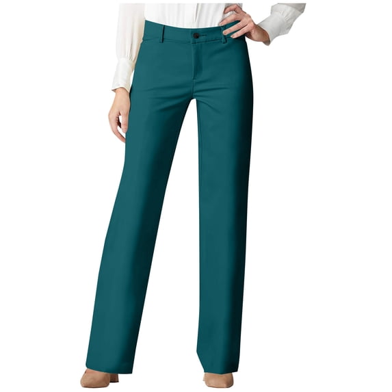 Womens Bootcut Dress Pants High Waist Business Casual Work Pants with Pockets Straight Leg Stretchy Trousers Pull on Office Slacks