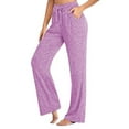 thumbnail image 1 of Womens Bootcut Yoga Pants Wide Leg Lounge Pants with Pockets Comfy Drawstring Loose Long Palazzo Workout Sweatpants Trousers, 1 of 2