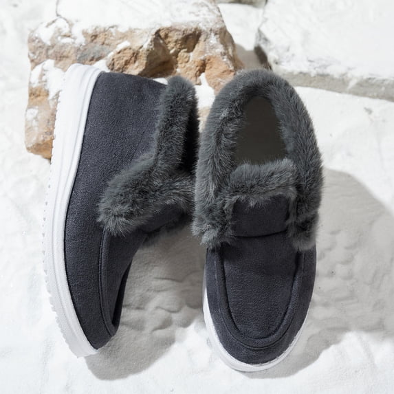 Womens Boots Ankle Booties Winter Snow Boots Slip on Insulated Fur Lined Lightweight Cold Weather Warm Short Booties