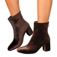 thumbnail image 1 of Womens Boots Pointed Toe Ankle Booties for Women, Velvet Block Heel Boots with Back Zipper, Casual Fall Shoes for Work, Dress, Party and Everyday Wear, 1 of 5