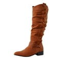 thumbnail image 1 of Womens Boots Tall Boots for Women Long Color Toe Warm Pure Autumn Round Boots Boots Women's Thick Straight Soled Women's Boots, 1 of 9