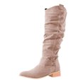 thumbnail image 1 of Womens Boots Tall Boots for Women Long Color Toe Warm Pure Autumn Round Boots Boots Women's Thick Straight Soled Women's Boots, 1 of 9