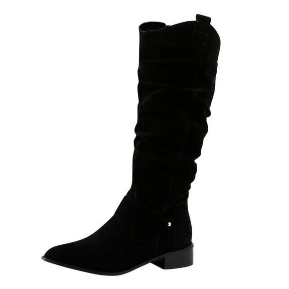 Womens Boots Tall Boots for Women Long Color Toe Warm Pure Autumn Round Boots Boots Women's Thick Straight Soled Women's Boots