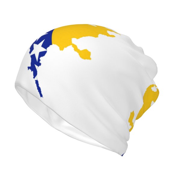 Womens Bosnian Flag Map Slouchy Beanie Cap Headwear Hat Turban