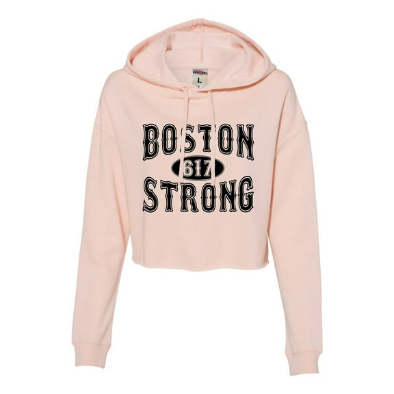 Womens Boston Strong 617 Cropped Hooded Sweatshirt