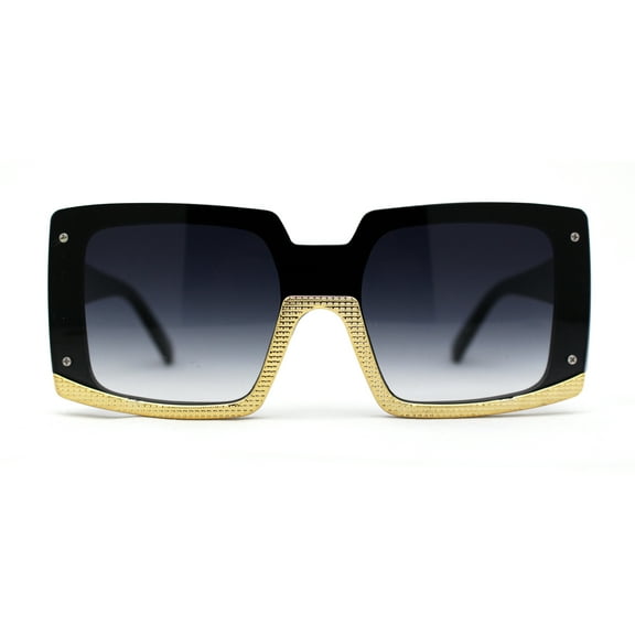 Womens Bottom Half Rim Trim Shield Mod Rectangle Fashion Sunglasses Black Smoke