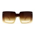 thumbnail image 1 of Womens Bottom Half Rim Trim Shield Mod Rectangle Fashion Sunglasses Peach Brown, 1 of 4