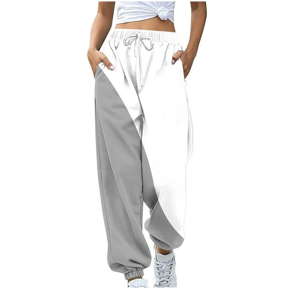 Womens Bottom Sweatpants Loose Elastic Waist Joggers with Pockets Workout Gym Loungewear Sweat Pants