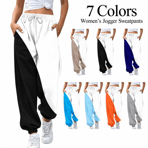Womens Bottom Sweatpants Loose Elastic Waist Joggers with Pockets Workout Gym Loungewear Sweat Pants