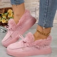 thumbnail image 1 of Womens Bow Accent Slip On Snow Boots Fashion Casual Winter Fleece Lined Solid Color Round Toe Closed Chunky Flat Sole Cotton Shoes For Snow Boots For Women, 1 of 4