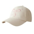 thumbnail image 1 of Womens Bow Baseball Cap Soft Top Sweet Romantic Pink Hat Adjustable For Casual Running Workouts Beige One Size, 1 of 3
