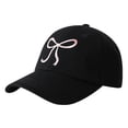 thumbnail image 1 of Womens Bow Baseball Cap Soft Top Sweet Romantic Pink Hat Adjustable For Casual Running Workouts Black One Size, 1 of 3