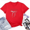 thumbnail image 1 of Womens Bow Coquette T-Shirt,Cute Pink Aesthetic Graphic Tee, Trendy Oversized Casual Top, Clean Girl Style, 1 of 5