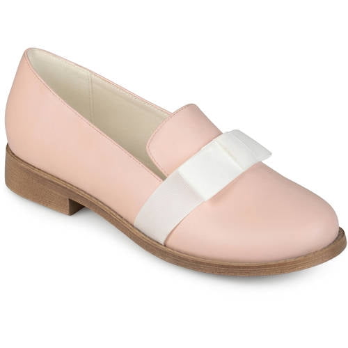 Womens Bow Faux Leather Loafer Flats