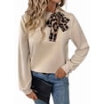 thumbnail image 1 of Female Bow-Knot Tie Neck Blouse Long Sleeve Shirt Color L, 1 of 9