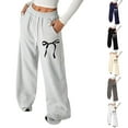 thumbnail image 1 of Womens Bow Sweatpants Y2K Bow Detail Soft Loose Fit Casual Pants with Pockets for School and Lounge Pant 2026 Dark Gray L, 1 of 4