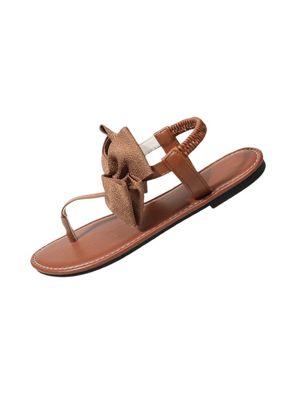 Womens Bow Thong Sandals Flat Slingback Toe Post Summer Casual Beach Vacation Dress Shoes, 43