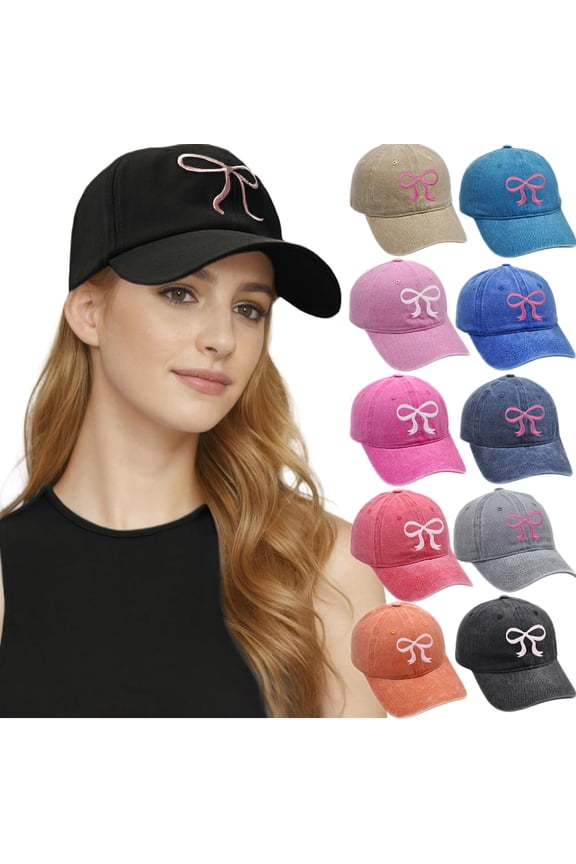 Womens Bow Trucker Hat Trendy Baseball Cap Adjustable Snapback Cap Summer Girls Rope Hat