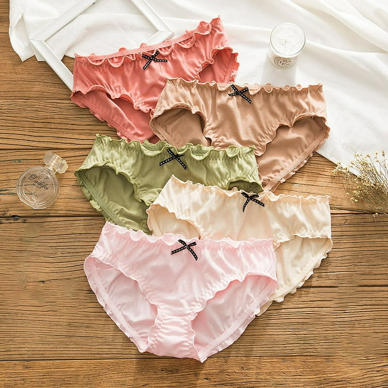 7PCS Pure Cotton Women's Panties Soft Underwear Cute Bow Girls
