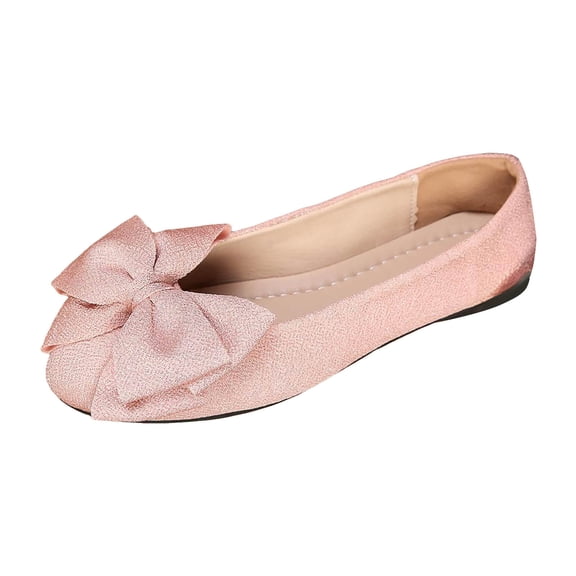 Womens Bowknot Ballet Flats Pointed Toe Comfortable Slip On Canvas Dress Shoes Casual Non Slip Walking Loafers Red Size 6