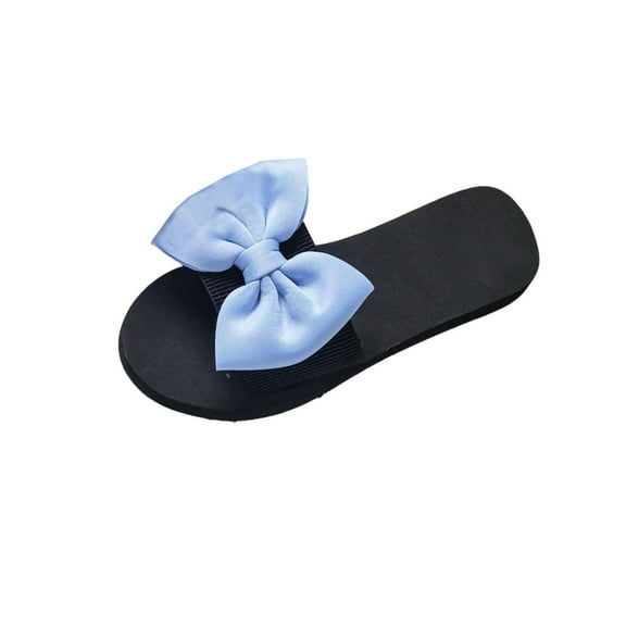 Womens Bowknot Flat Slippers Indoor Outdoor Girls Sliders Summer Bohemian Beach Sandals Women's Fashionable And Casual Style Solid Color Bow Knot Open Toe Outdoor Beach Sandals