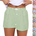 thumbnail image 1 of Womens Boxer Shorts Casual Summer Pajama Lounge Sleep Pj Gingham Plaid Shorts Y2K Beach Bottoms Light Green XL, 1 of 5