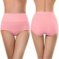 thumbnail image 1 of Womens Boxers Briefs Underwear Womens Underwear High Waist Breathable Solid Color Seamless Soft Stretch Briefs Panties Watermelon Red L, 1 of 5