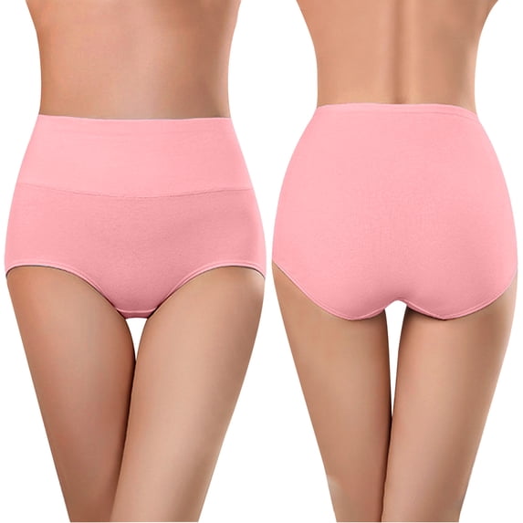 Womens Boxers Briefs Underwear Womens Underwear High Waist Breathable Solid Color Seamless Soft Stretch Briefs Panties Watermelon Red L