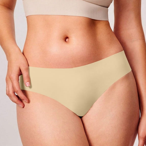 Womens Boxers Underwear Seamless Underwear for Women No Show Bikini Panties Low Waisted Breathable Soft Stretchy Briefs Beige L