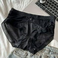 thumbnail image 1 of Womens Boxers Underwear Women's Lace Underwear Mid-Waisted Ice Silk Full Cover Underwear Soft Satin High Waisted Panties Lightweight Breathable Underpant Briefs Black, 1 of 3