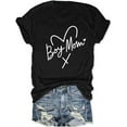 thumbnail image 1 of Womens Boy Mama Shirt Casual Letter Printed Boy Mom T-Shirts Short Sleeve Mother's Day Graphic Tee Tops100%cotton, 1 of 5