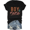 thumbnail image 1 of Womens Boy Mama Shirt Casual Letter Printed Boy Mom T-Shirts Short Sleeve Mother's Day Graphic Tee Tops, 1 of 7