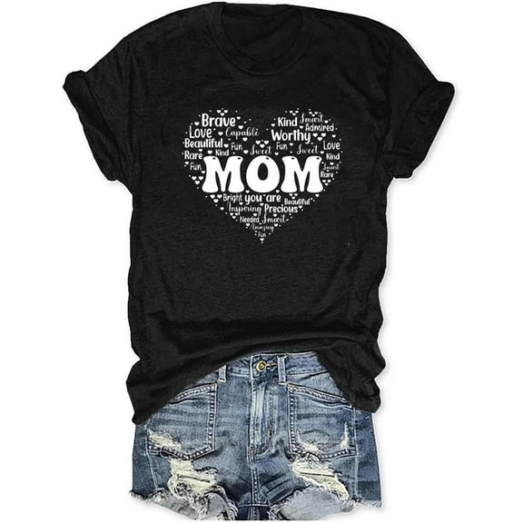 Womens Boy Mama Shirt Casual Letter Printed Boy Mom T-Shirts Short Sleeve Mother's Day Graphic Tee Tops