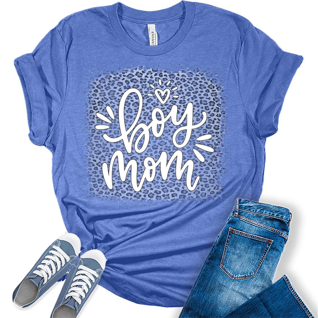 Womens Boy Mom Shirt Mama T Shirts Mom Shirts Bella Graphic Leopard