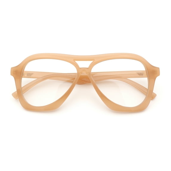 Womens Boyfriend Large Retro Vintage Style Thick Plastic Racer Sunglasses Peach - Clear