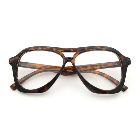 Womens Boyfriend Large Retro Vintage Style Thick Plastic Racer Sunglasses Tortoise - Clear