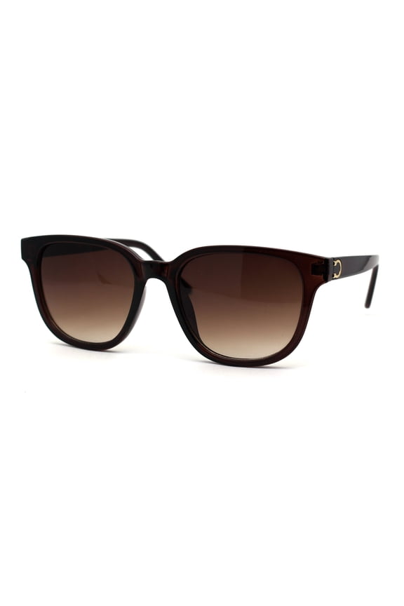 Womens Boyfriend Style Mod Horn Rim Sunglasses All Brown