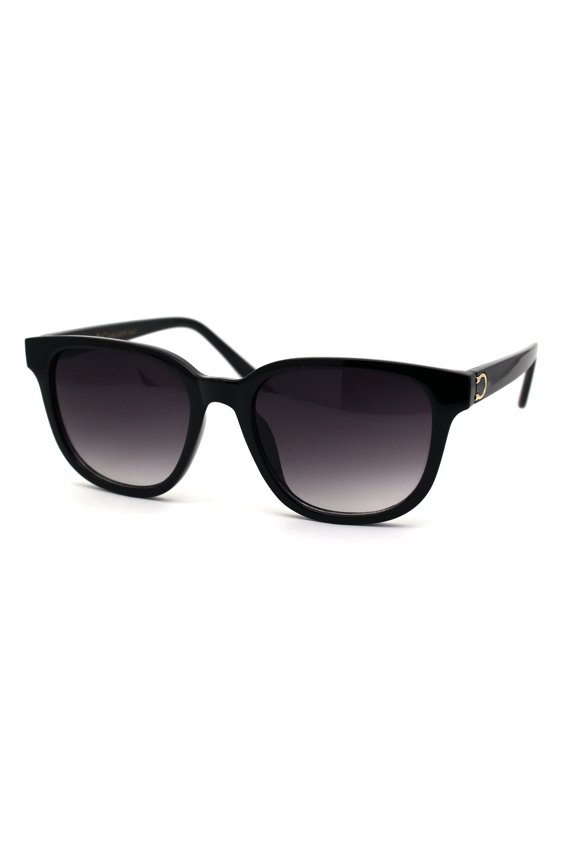 Womens Boyfriend Style Mod Horn Rim Sunglasses Black Smoke