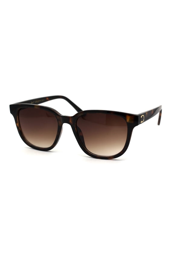 Womens Boyfriend Style Mod Horn Rim Sunglasses Tortoise Brown