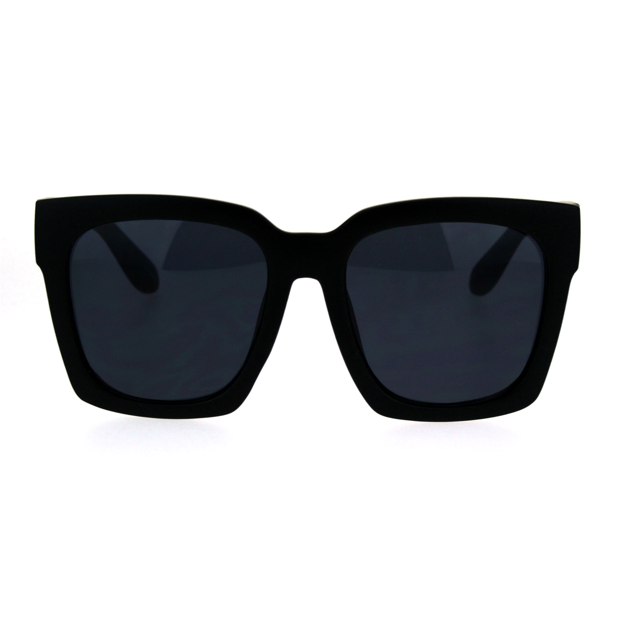 Oversized Curved Top Racer Thick Plastic Sunglasses All Black