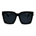 thumbnail image 1 of Womens Boyfriend Style Oversize Horned Rim Thick Plastic Sunglasses Matte Solid Black, 1 of 4