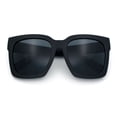 thumbnail image 1 of Womens Boyfriend Style XXL Oversize Horned Rim Thick Plastic Sunglasses Matte Black Frame Solid Black Lens, 1 of 7