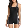 thumbnail image 1 of Womens Boyleg One Piece Swimsuits Bathing Suit with Shorts Competition Racerback Athletic Swimwear Teens Girl, 1 of 5