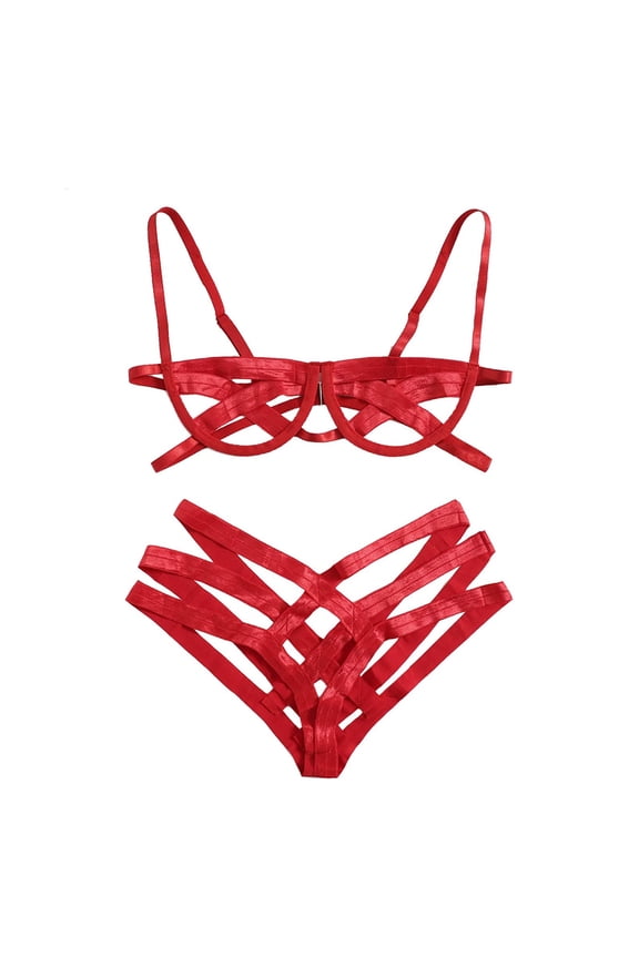 Womens Bra & Brief Sets Sleepwear Fashion Lace Garter Lingerie Pajamas Ring Sexy Underwear Steel