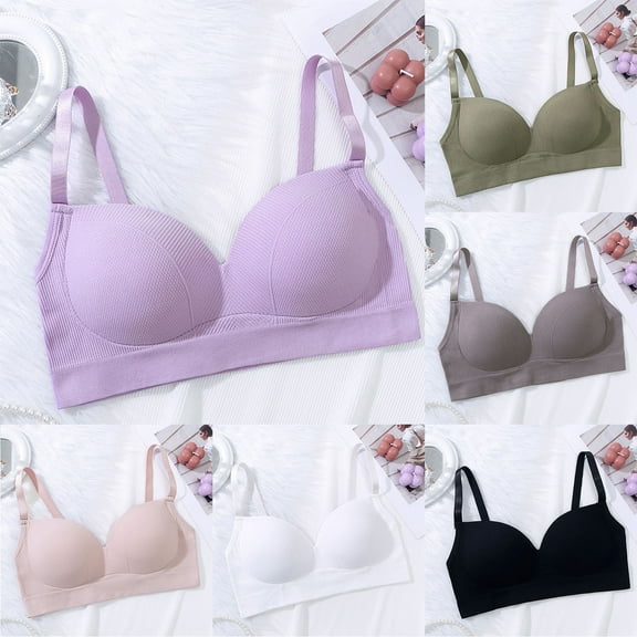 Womens Bra Full Coverage Push-up Seamless No Underwire Backless Women Underwear Tank bras with Soft Support Gray Free Size