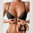 thumbnail image 1 of Womens Bra Lace Back Front Closure Adjustable Straps Soft Convenient Push up Support Bralette Black XXL, 1 of 6