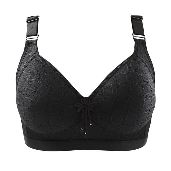 Womens Bra and Panty Sets Comfortable Breathable Bra Underwear No Underwire V-Neck Full-Coverage Bra Feature Hook and Eye Closure Push-up Bra Style Y-370 , Black S