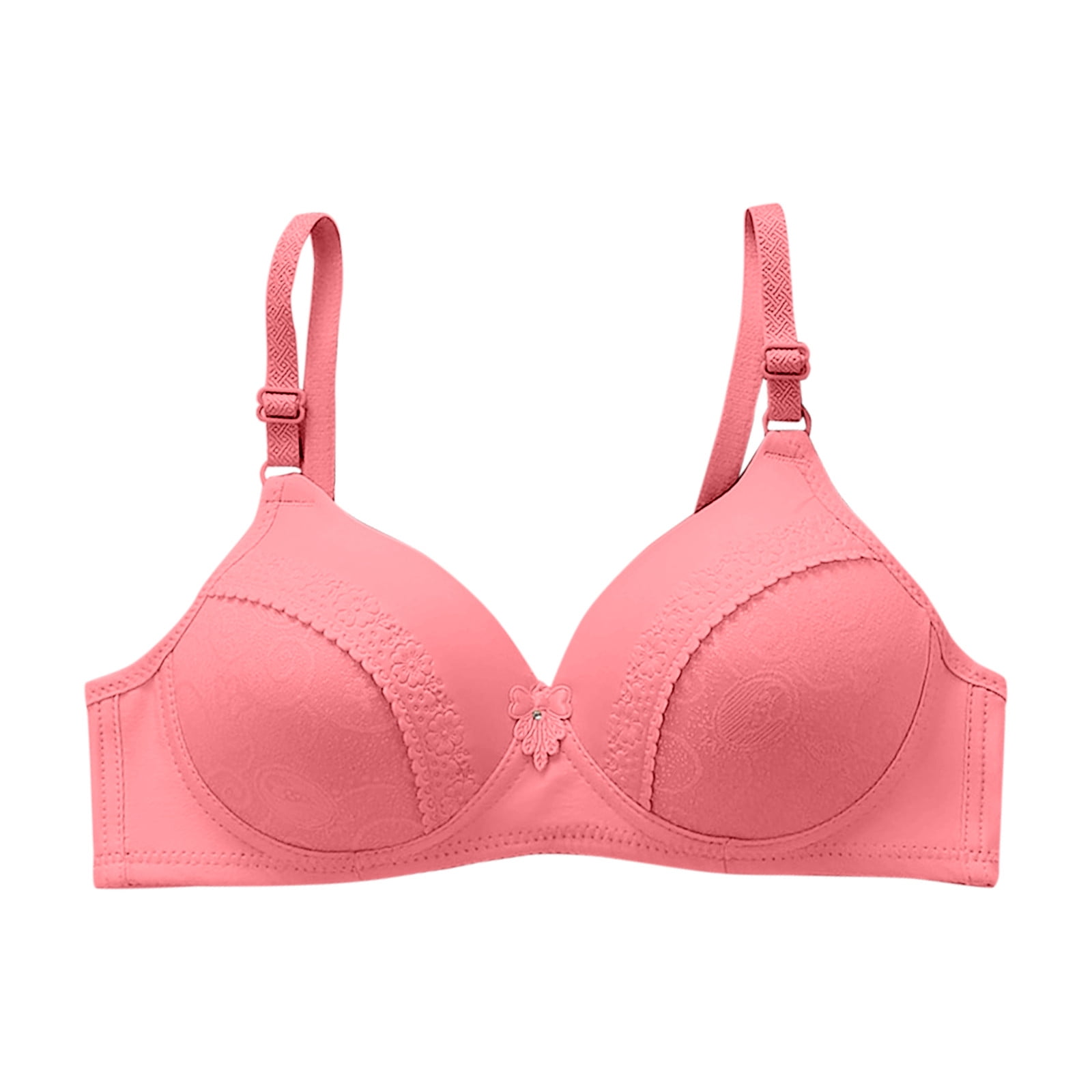 Womens Bra Thin No Steel Ring Underwear Small Bra Cup Comfortable Push Up  Adjustable Shoulder Strap Lingerie Hot Pink 75A 