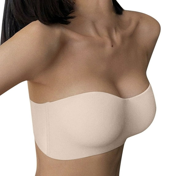 Womens Bra Traceless Strapless Summer Thin Small Chest Gathered Without Steel Ring Non Beauty Back Bras